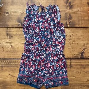 Floral Romper - Blue and Red